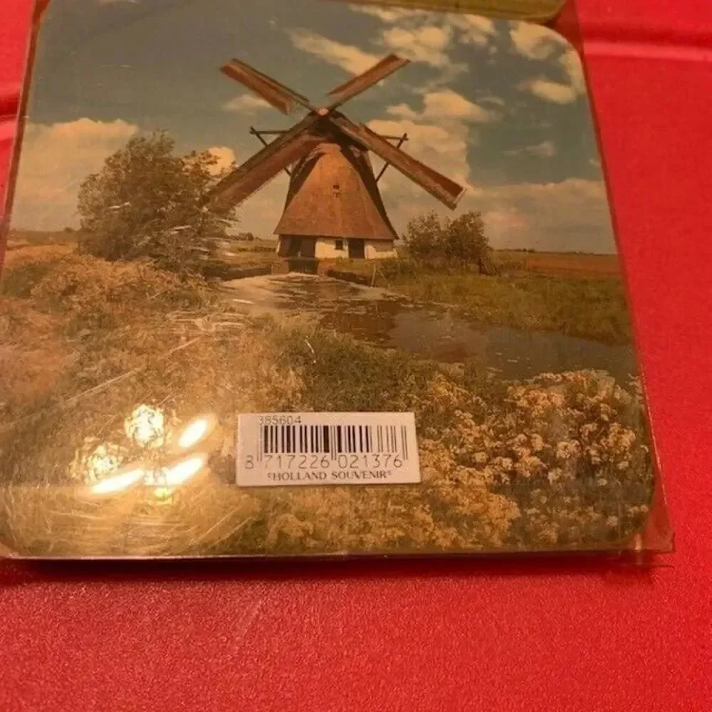 HOLLAND SOUVENIR WINDMILLS COASTERS SET OF 6 NEW